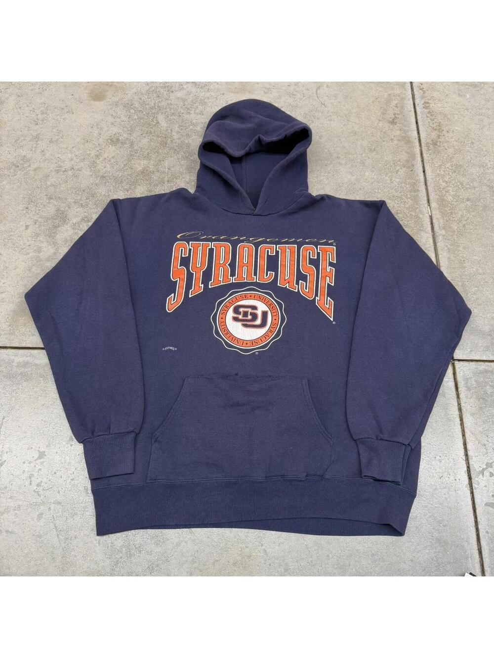 vintage syarcuse university navy collegiate made in usa hoodie size large